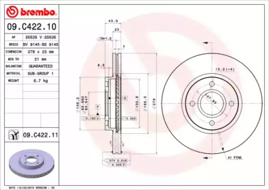 Тормозной диск 09C42211 BREMBO – фото