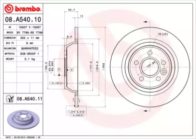 Тормозной диск 08A54011 BREMBO – фото