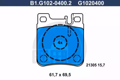 Комплект тормозных колодок, дисковый тормоз B1G10204002 GALFER – фото