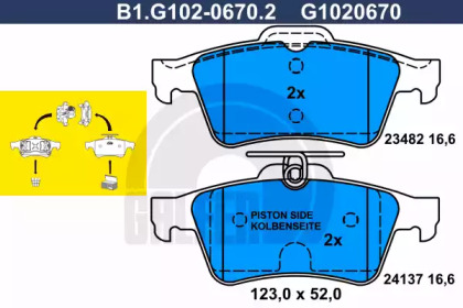 Комплект тормозных колодок, дисковый тормоз B1G10206702 GALFER – фото