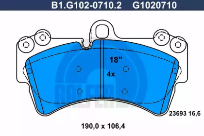 Комплект тормозных колодок, дисковый тормоз B1G10207102 GALFER – фото