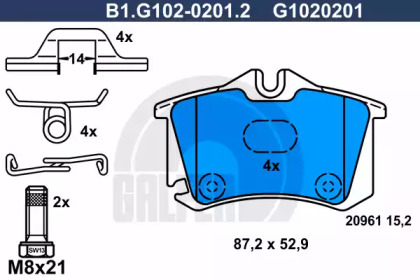 Комплект тормозных колодок, дисковый тормоз B1G10202012 GALFER – фото