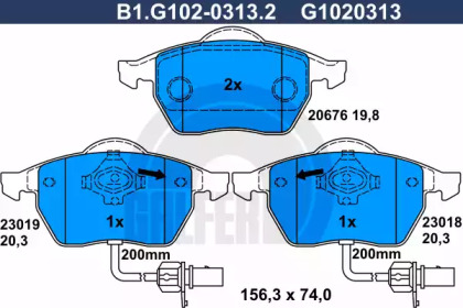 Комплект тормозных колодок, дисковый тормоз B1G10203132 GALFER – фото