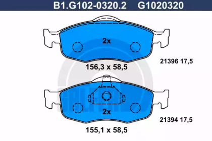 Комплект тормозных колодок, дисковый тормоз B1G10203202 GALFER – фото