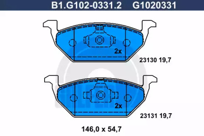Комплект тормозных колодок, дисковый тормоз B1G10203312 GALFER – фото