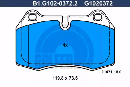Комплект тормозных колодок, дисковый тормоз B1G10203722 GALFER – фото