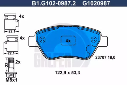 Комплект тормозных колодок, дисковый тормоз B1G10209872 GALFER – фото