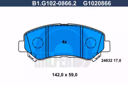 Комплект тормозных колодок, дисковый тормоз B1G10208662 GALFER – фото