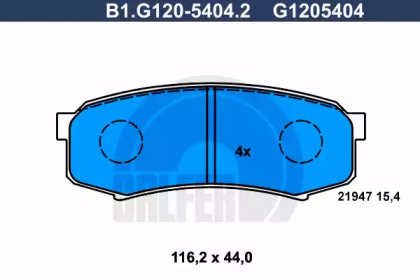 Комплект тормозных колодок, дисковый тормоз B1G12054042 GALFER – фото