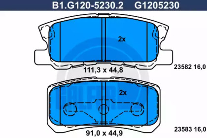 Комплект тормозных колодок, дисковый тормоз B1G12052302 GALFER – фото