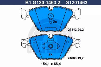 Комплект тормозных колодок, дисковый тормоз B1G12014632 GALFER – фото