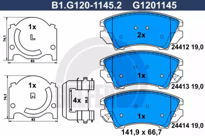 Комплект тормозных колодок, дисковый тормоз B1G12011452 GALFER – фото