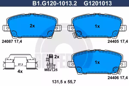 Комплект тормозных колодок, дисковый тормоз B1G12010132 GALFER – фото