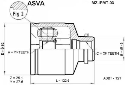 Шарнирный комплект, приводной вал MZIPMT03 ASVA – фото