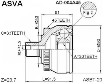 Шарнирный комплект, приводной вал AD004A45 ASVA – фото