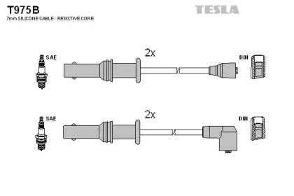 Комплект проводов зажигания T975B TESLA – фото